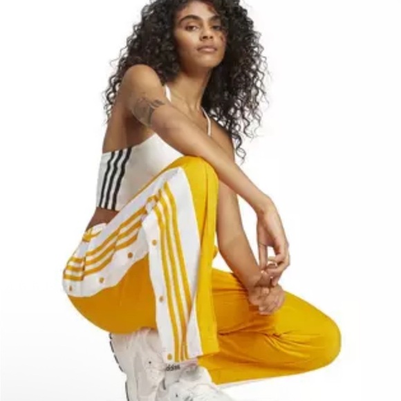 Adidas Gold Track Pants with White Stripes - Picture 3 of 7